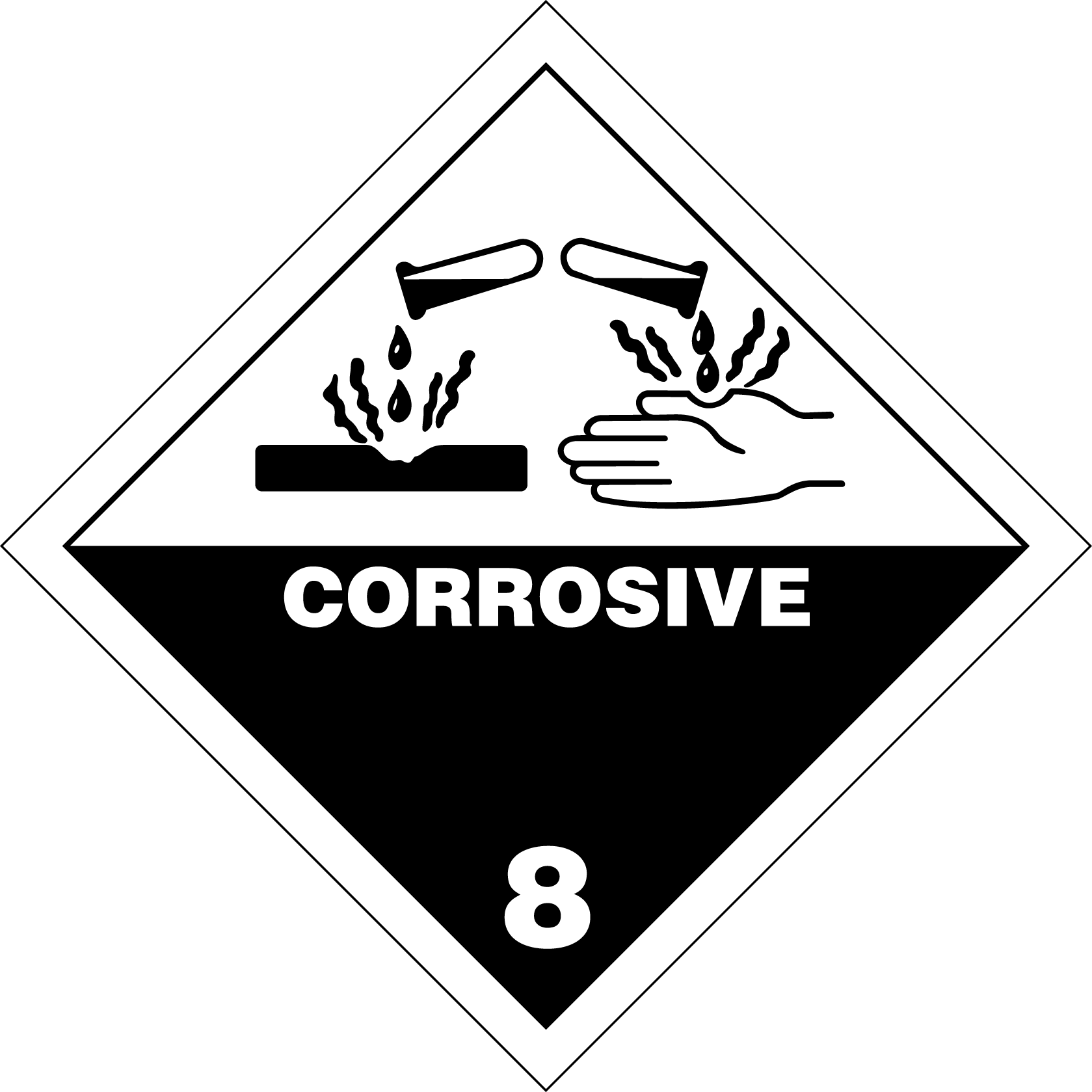 Знаки опасности на тару. 8 Класс опасности груза. Класс 8 коррозионные вещества. Знак коррозионные вещества. Опасные знаки.